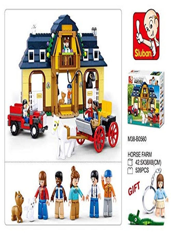 SLUBAN Horse Farm Educational Brick Toy | Town Theme Building Set for Smart Kids | 526 Pieces | Creative STEM Construction Kit | M38-B0560 | Multicolor - Image 4